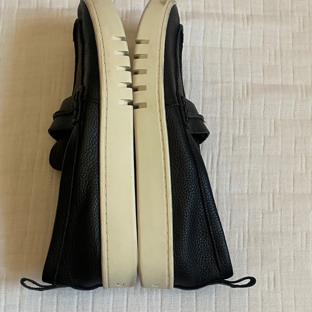 VIONIC Black Leather Slip-On Penny Loafers with White Sole - Picture 4 of 7